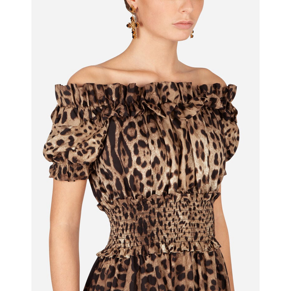 'Short Leopard-Print Poplin' Mini Kleid für Damen