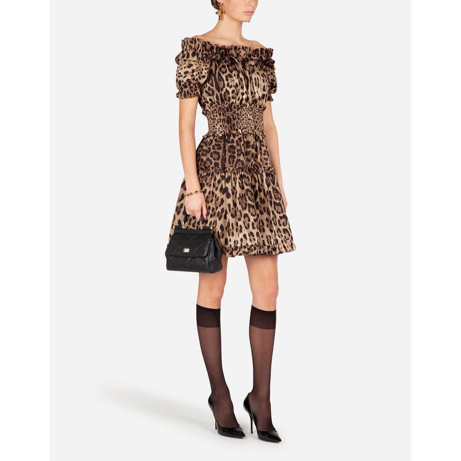 'Short Leopard-Print Poplin' Mini Kleid für Damen