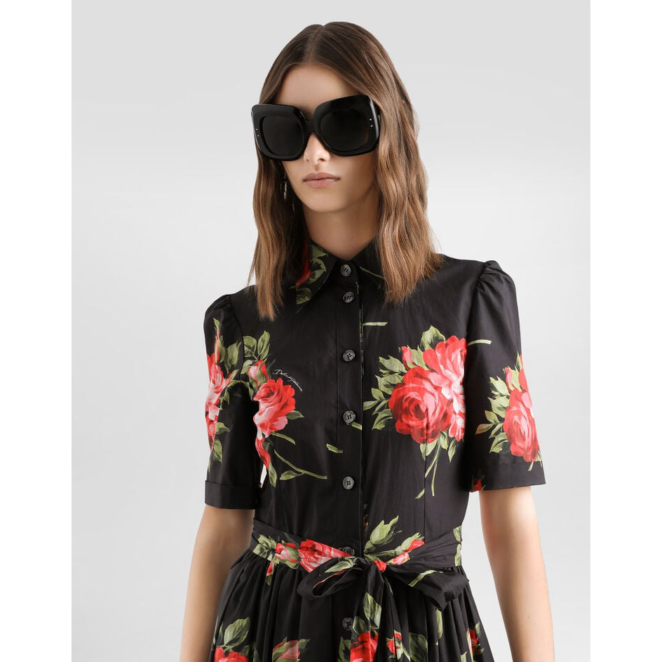 Women's 'Bouquet-Print Poplin' Shirtdress