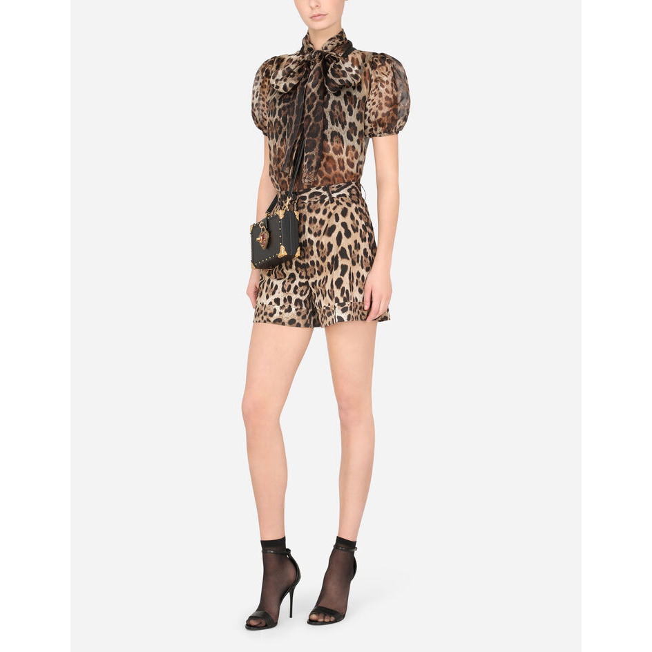 Short 'Leopard-Print Poplin' pour Femmes