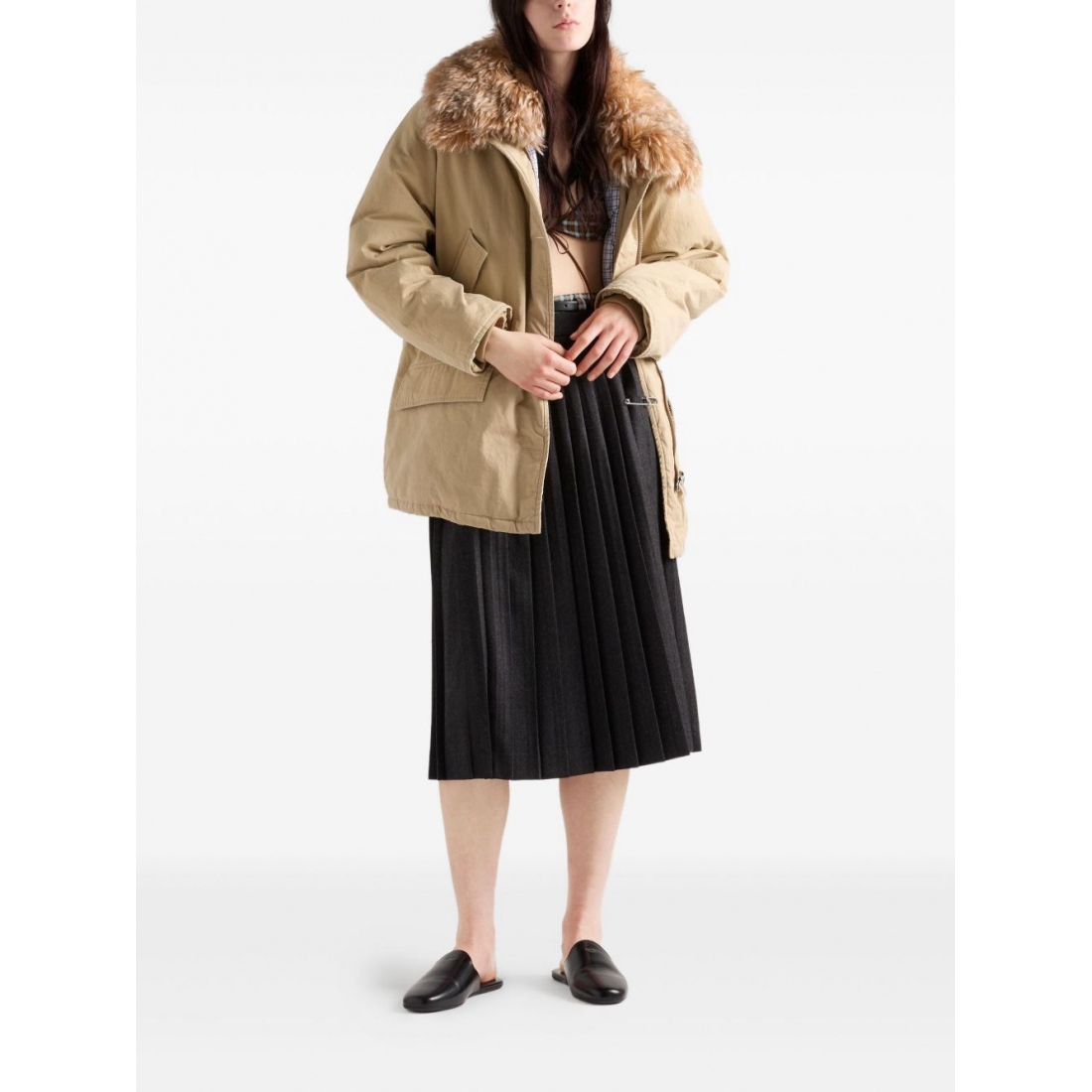 Jupe Midi 'Flannel Pleated' pour Femmes