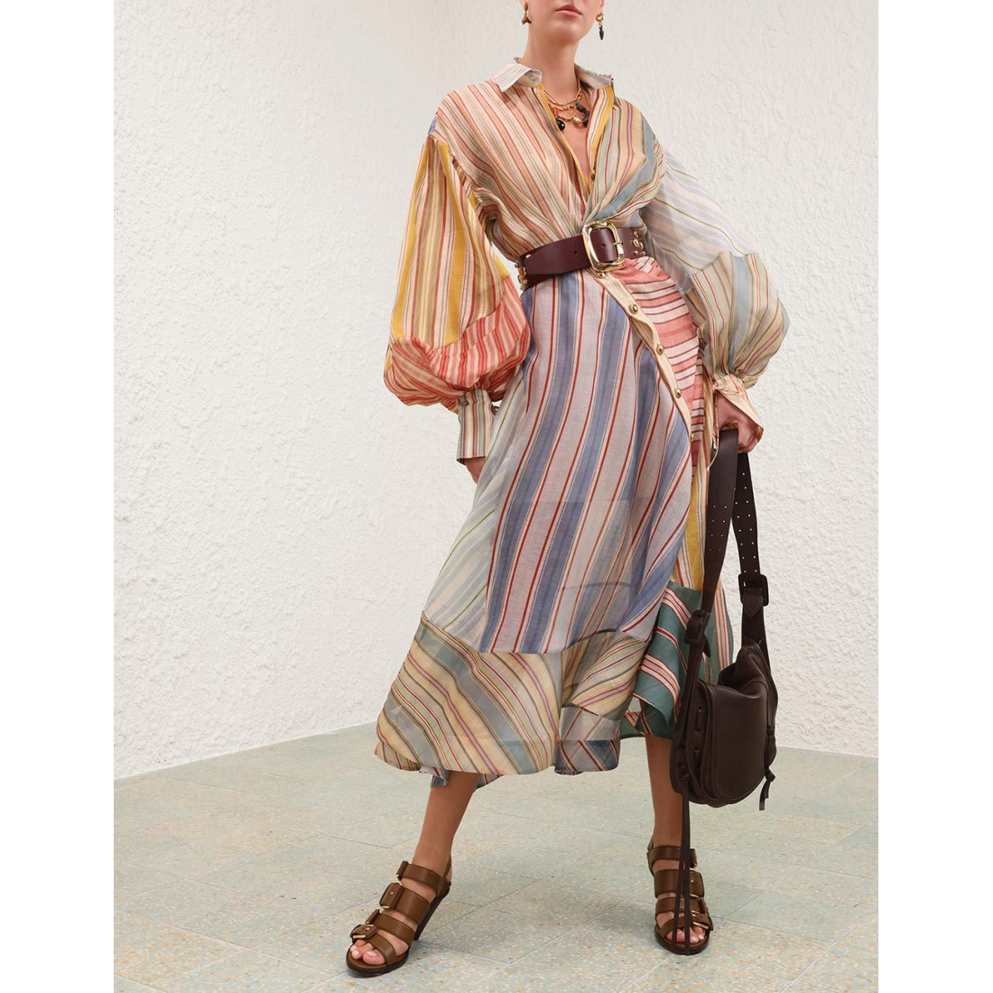 'Rebellion Striped' Midi Kleid für Damen