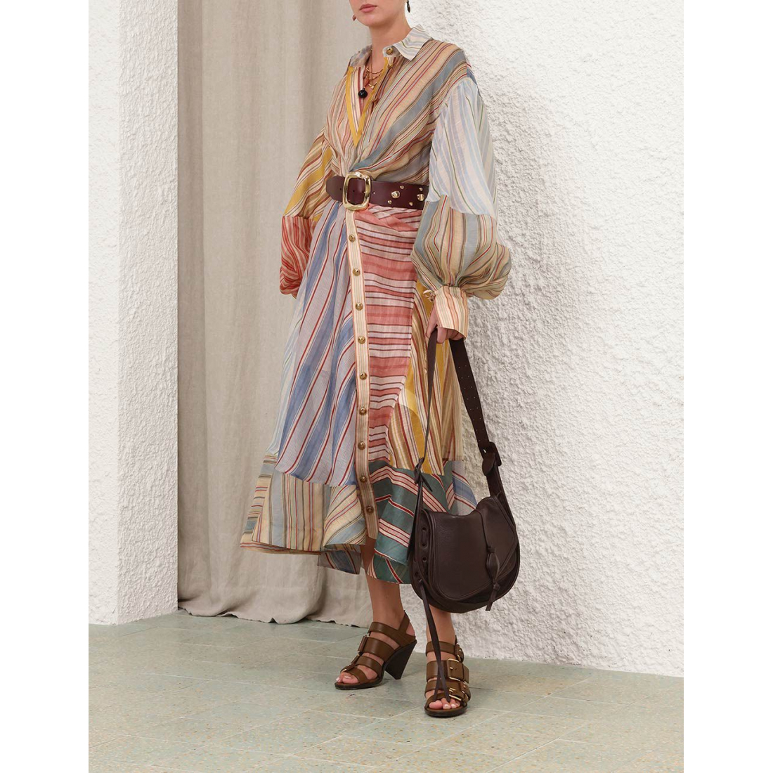 'Rebellion Striped' Midi Kleid für Damen