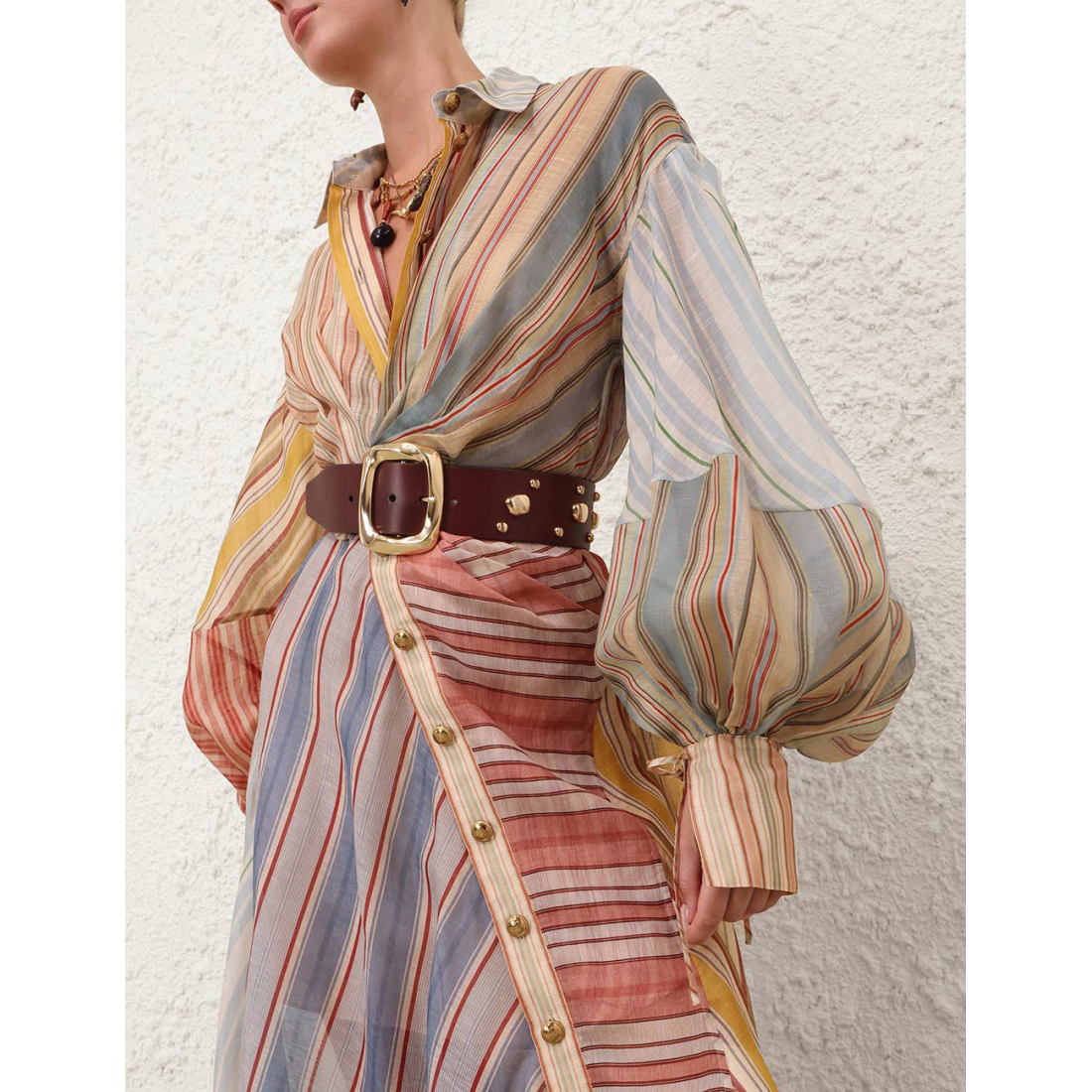 'Rebellion Striped' Midi Kleid für Damen