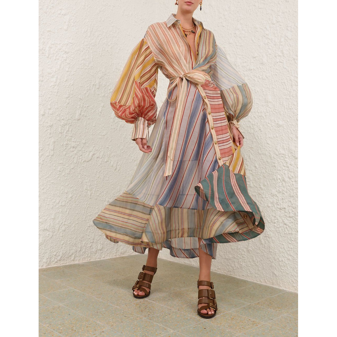 'Rebellion Striped' Midi Kleid für Damen