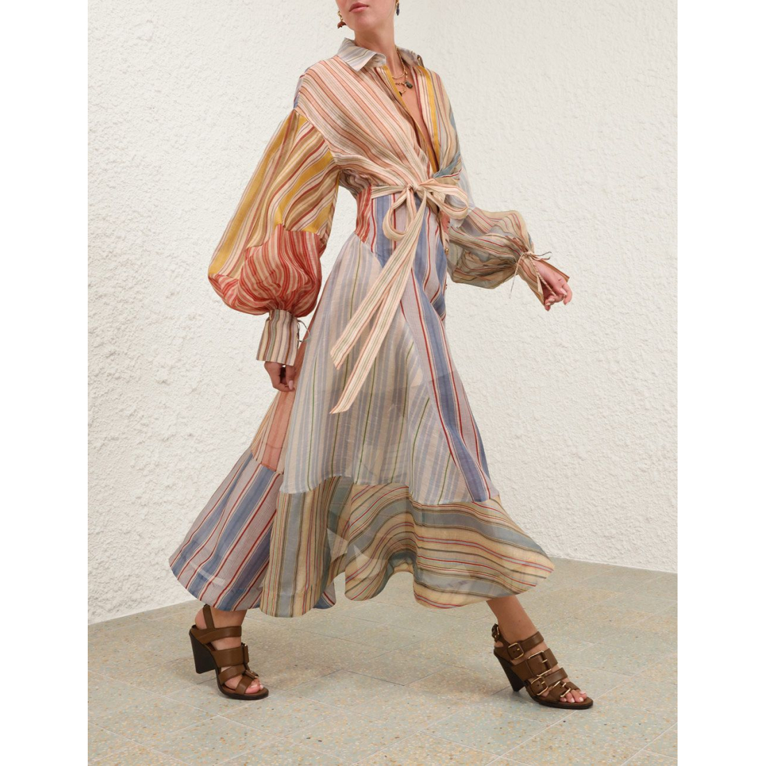 'Rebellion Striped' Midi Kleid für Damen