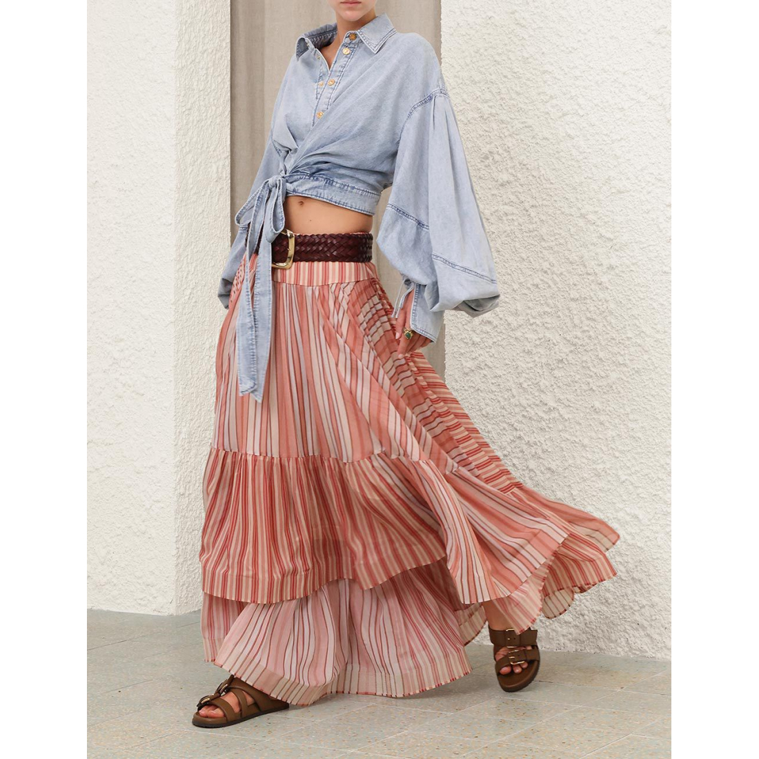 'Rebellion Bohemian' Midi Rock für Damen