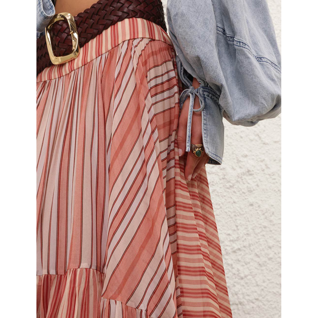 'Rebellion Bohemian' Midi Rock für Damen