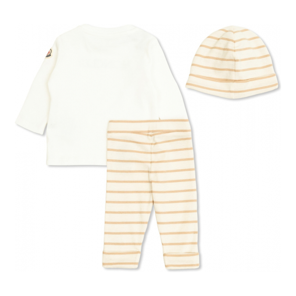 Baby's 'Striped' Beanie, T-shirt & Pants Set - 3 Pieces