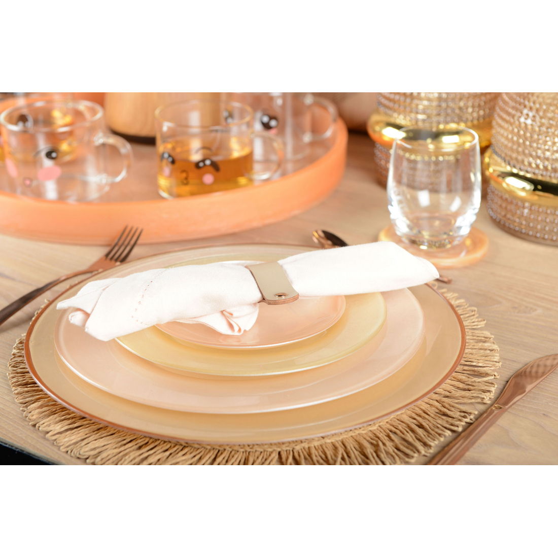 Lot de 4 ronds de serviette en simili cuir