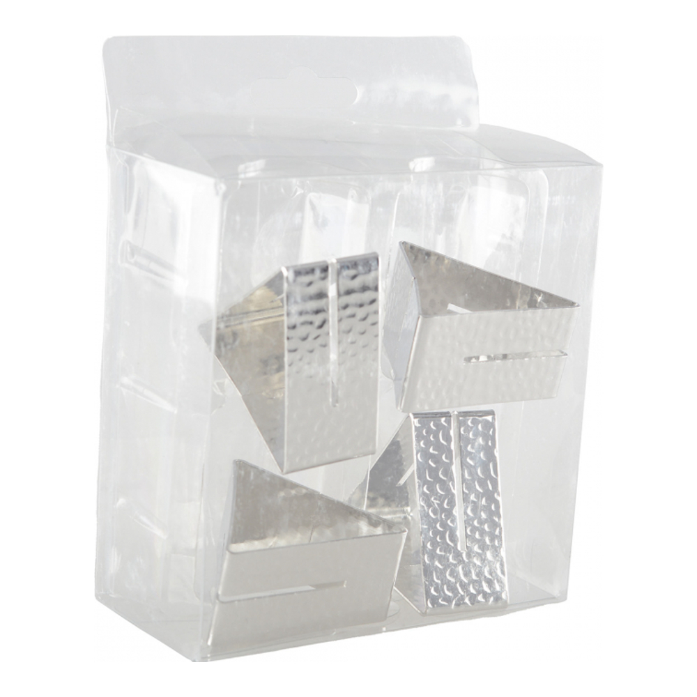 Lot de 4 ronds de serviettes triangle martelé argent