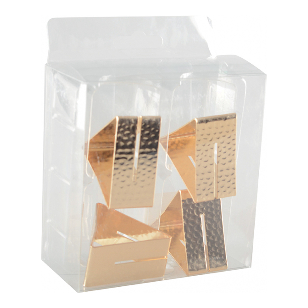 Set Of 4 Gold Hammered Triangle Napkin Rings