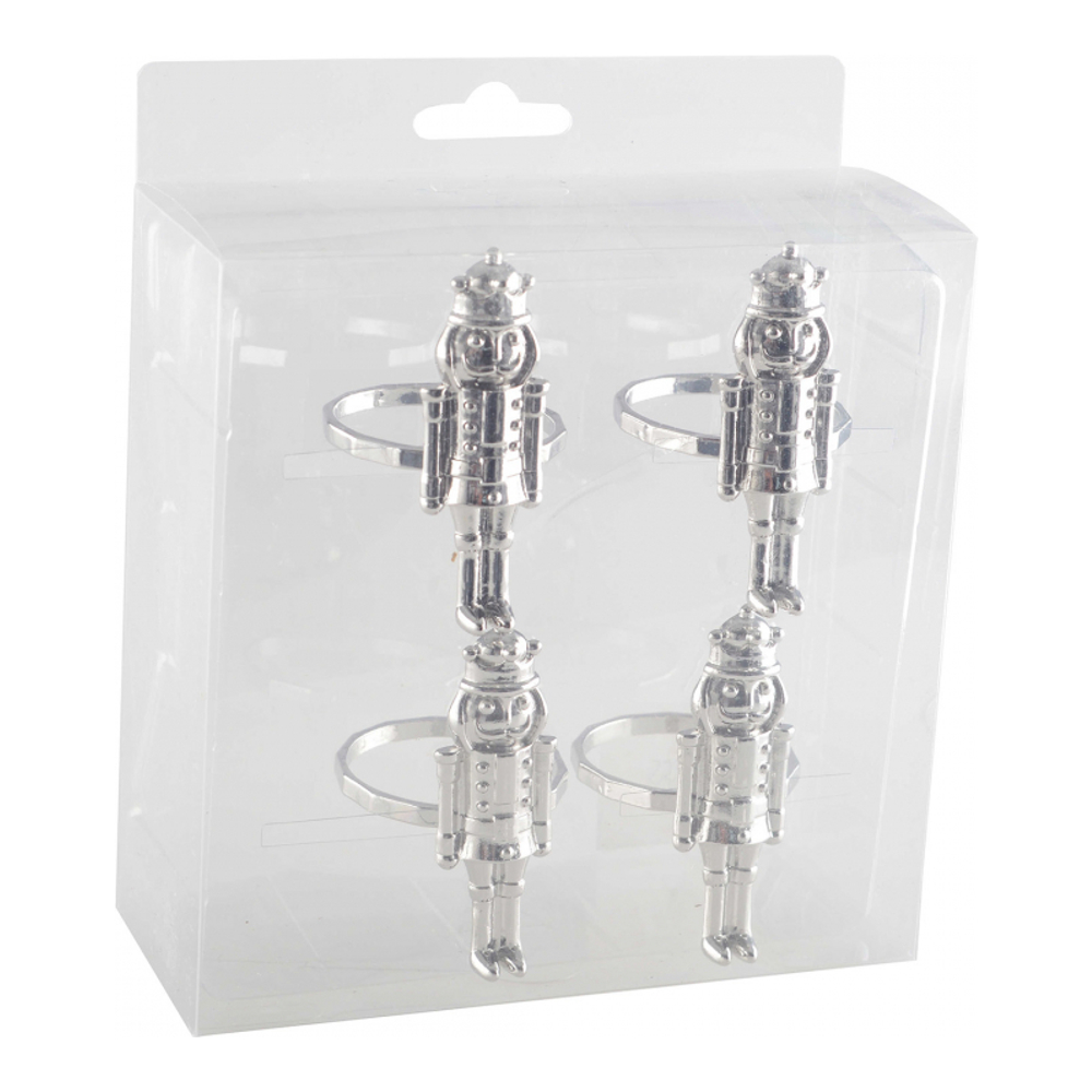 Set mit 4 silbernen Nussknacker-Serviettenringen