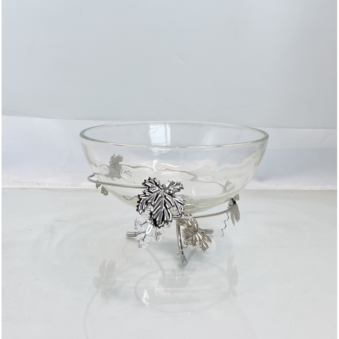 Coupe décorative argent feuille de vigne 25x25x17cm