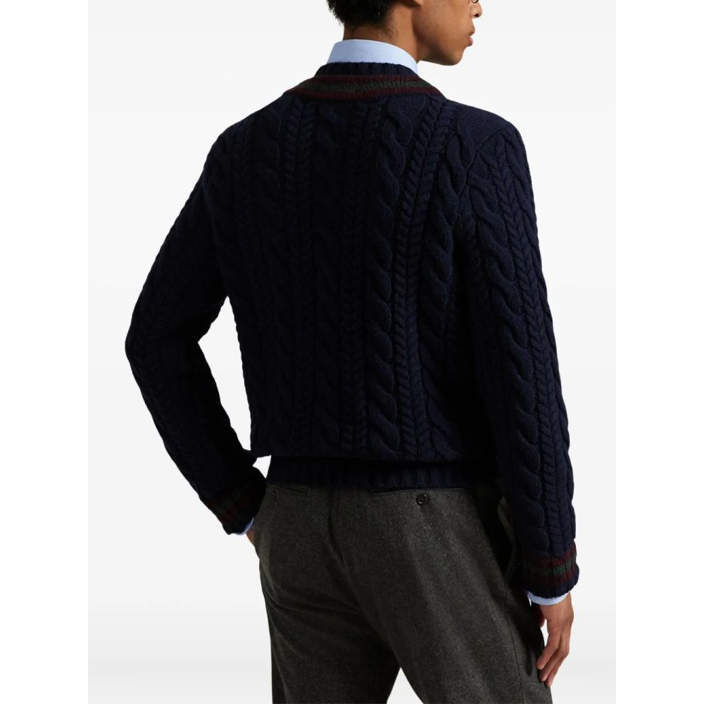 Pull 'Cable-Knit V-Neck' pour Hommes