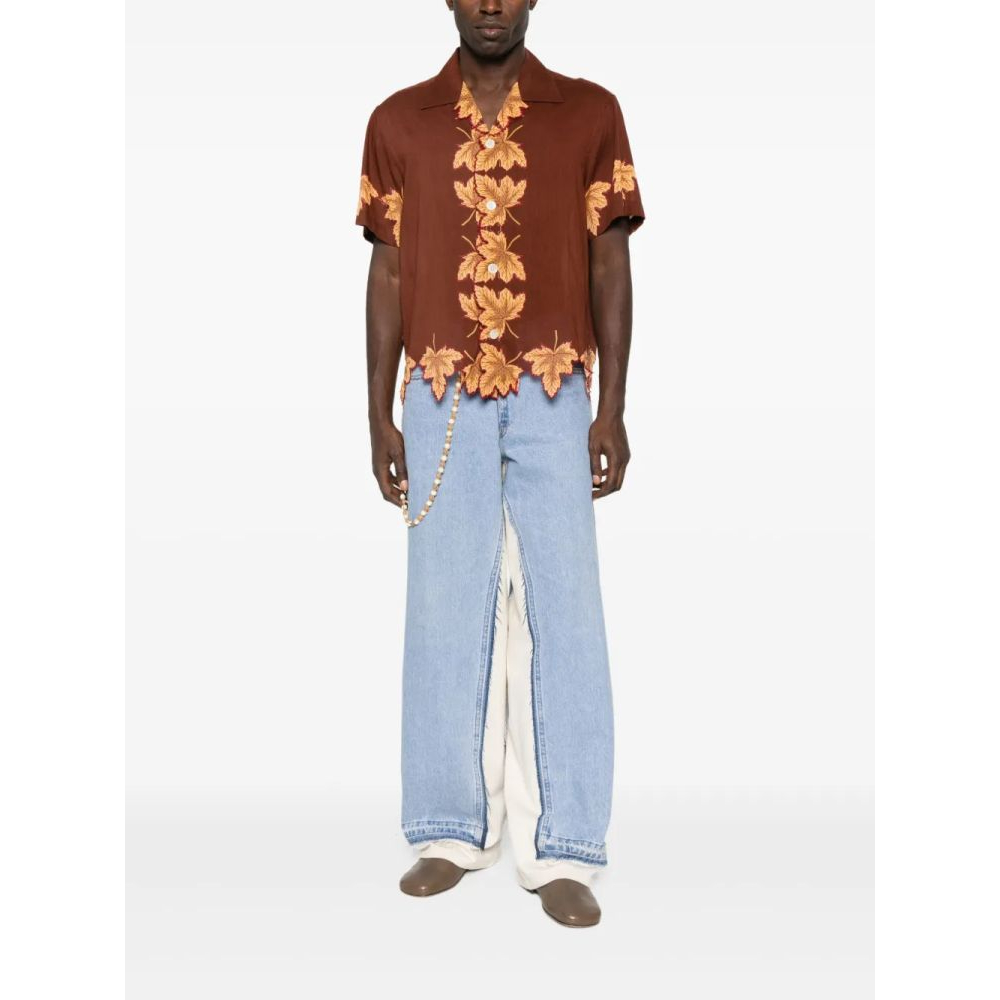 Chemise à manches courtes 'Leaf-Print Scalloped' pour Hommes