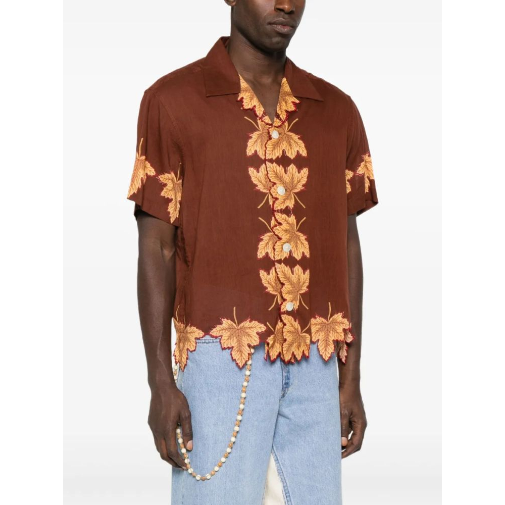 Chemise à manches courtes 'Leaf-Print Scalloped' pour Hommes