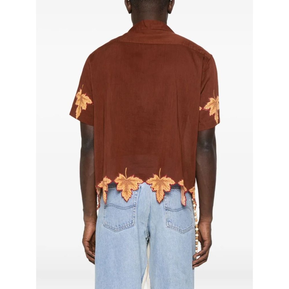 Chemise à manches courtes 'Leaf-Print Scalloped' pour Hommes