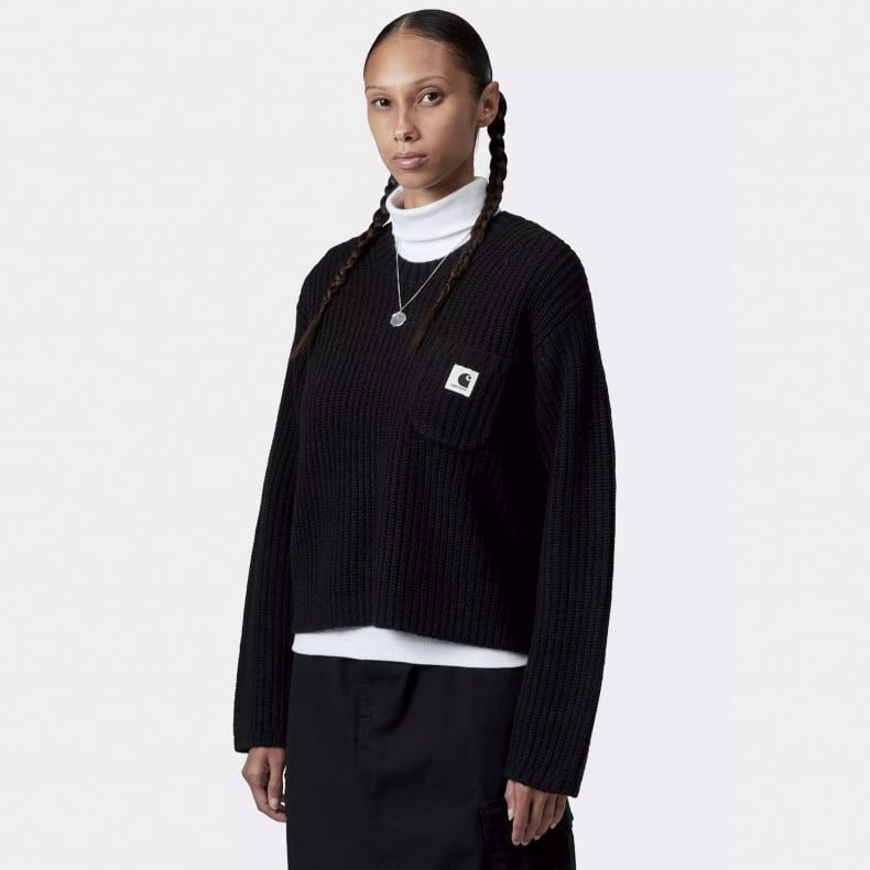 Pull 'Thick-Ribbed Logo-Patch' pour Femmes