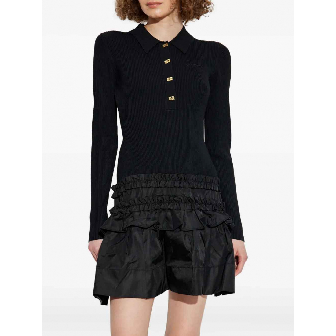 Robe mini 'Ribbed Ruffled' pour Femmes