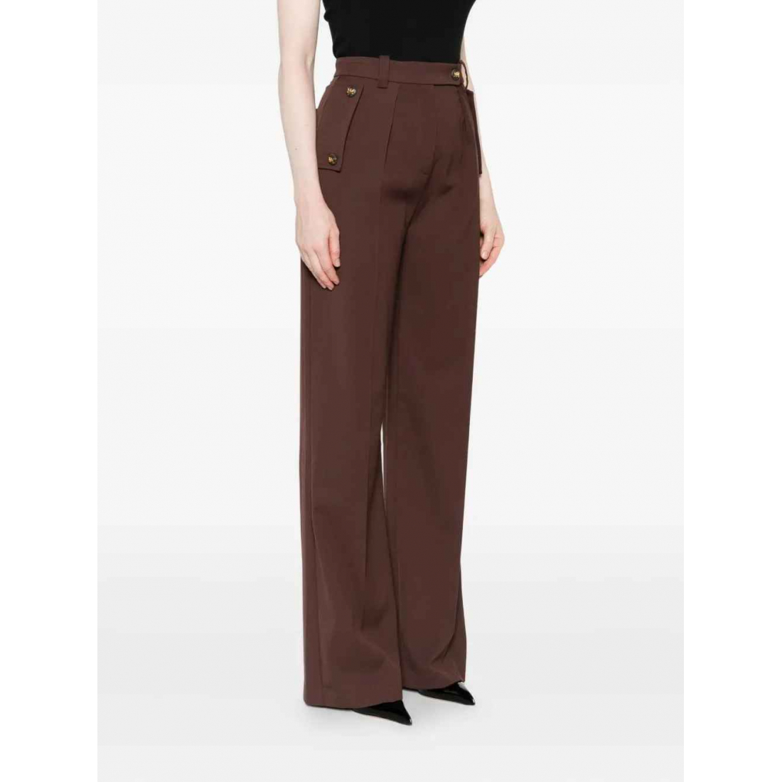 Pantalon 'Pleated Button-Detailed' pour Femmes
