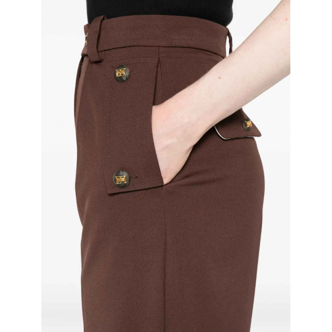Pantalon 'Pleated Button-Detailed' pour Femmes