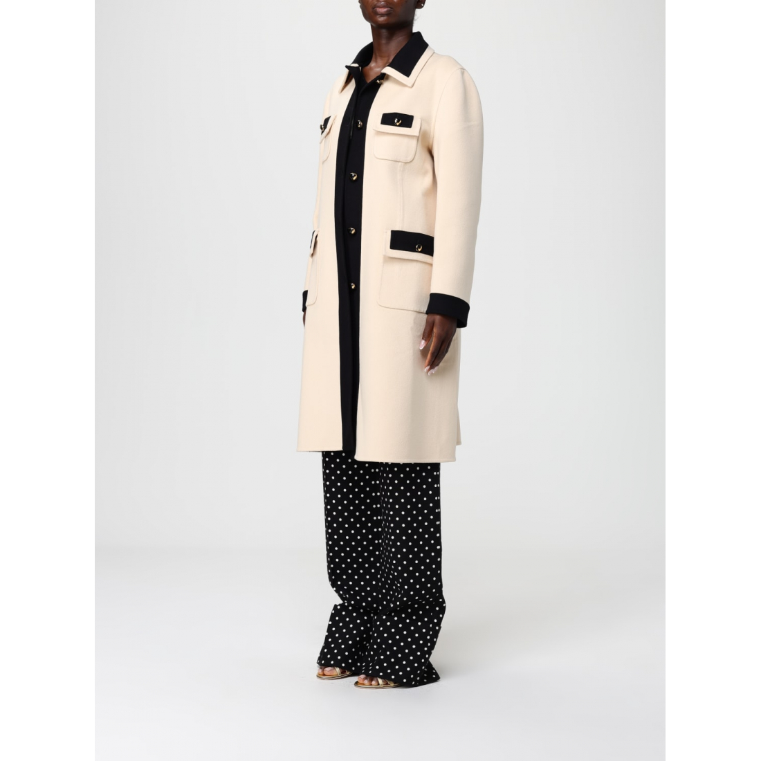 Manteau à ceinture 'Belted Contrast-Trim' pour Femmes