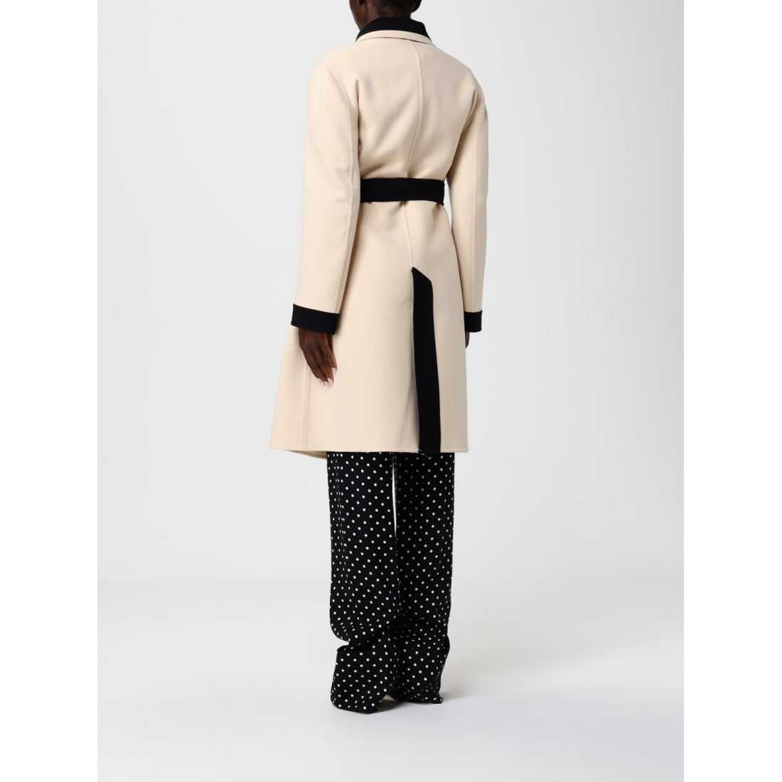 Manteau à ceinture 'Belted Contrast-Trim' pour Femmes