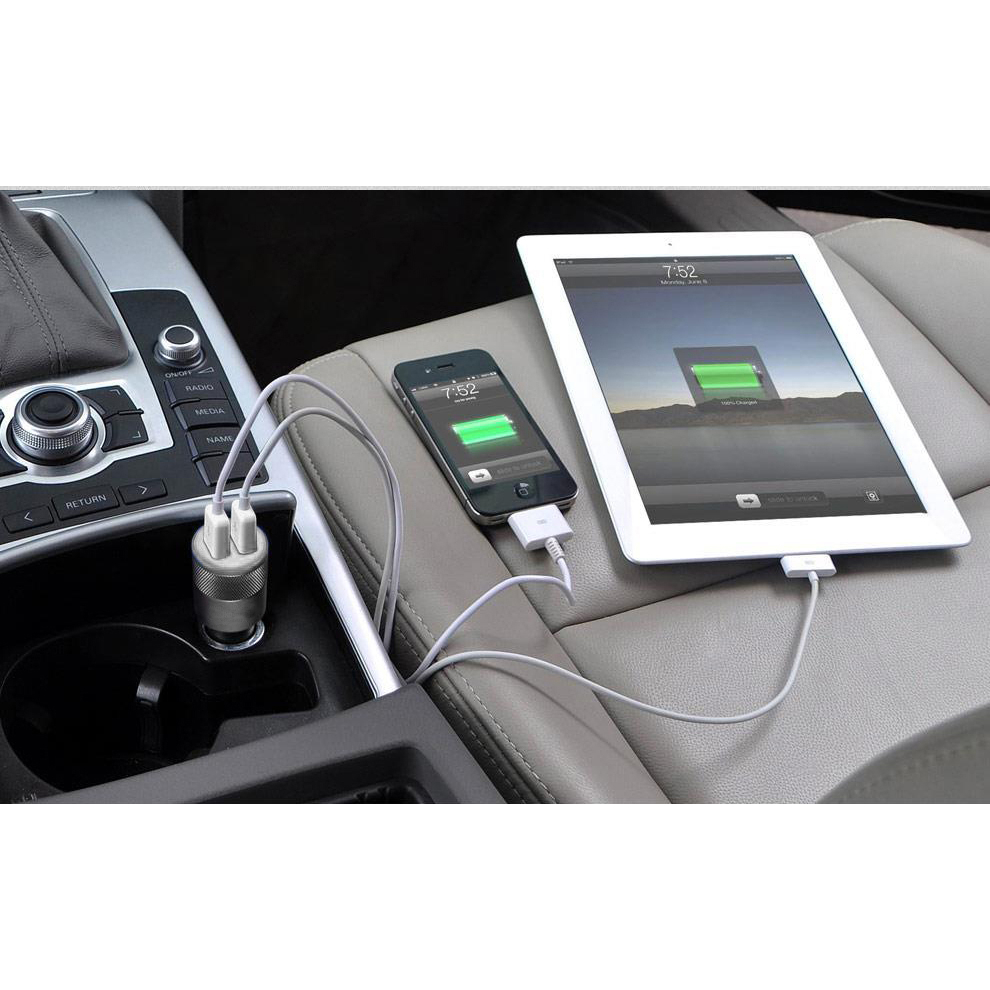 Doppelter USB-Zigarettenanzünder aus Stahl