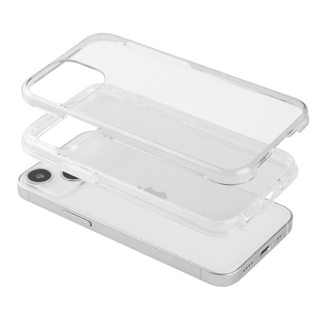 Coque Pour Iphone 13 Mini - 2 En 1 (Contour Silicone Et Coque Pour En Dur)