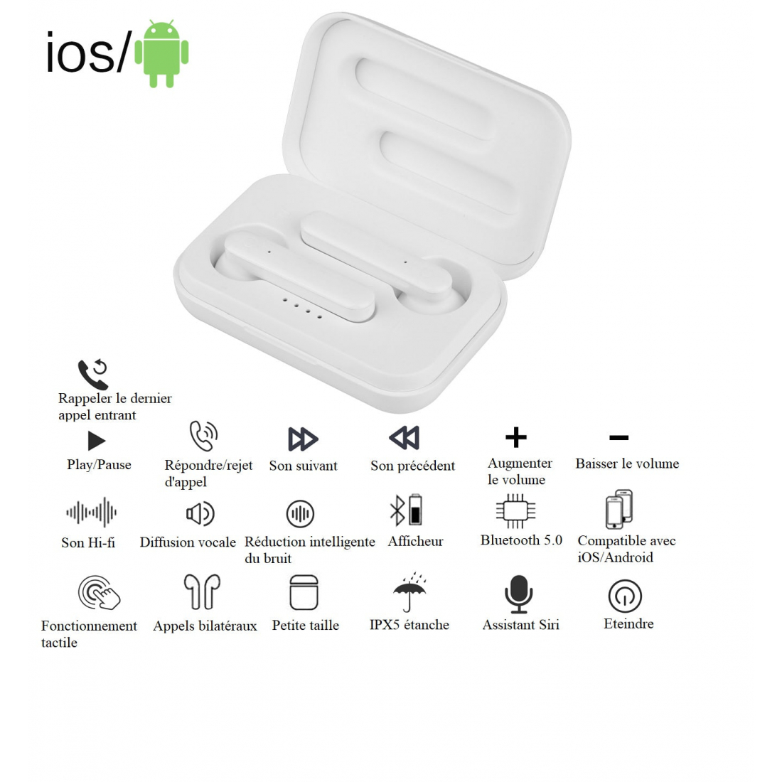 Bluetooth-Ohrhörer mit taktiler Technologie V5.0+EDR