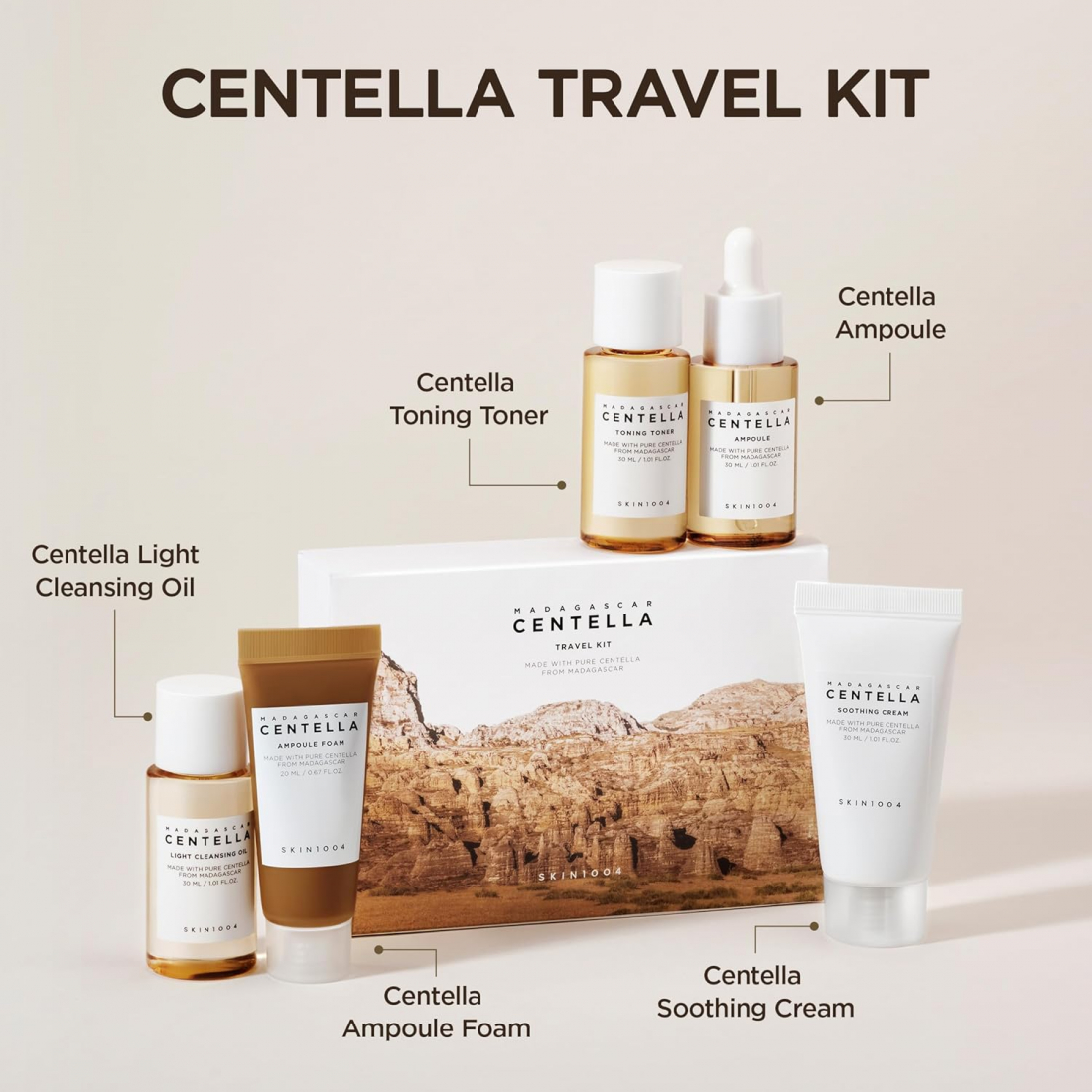'Madagascar Centella Travel Kit' SkinCare Set - 5 Pieces