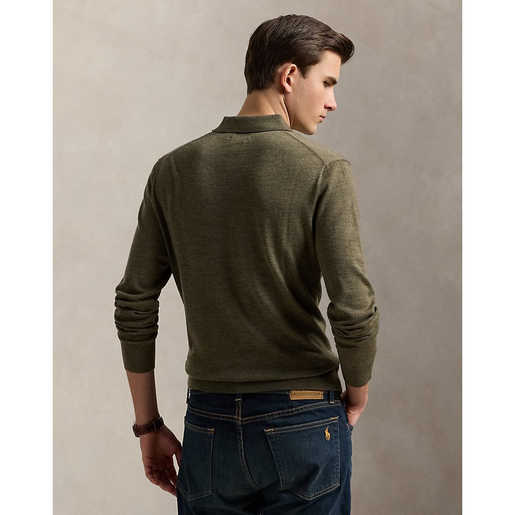 'Washable Wool Polo-Collar Sweater' pour Hommes