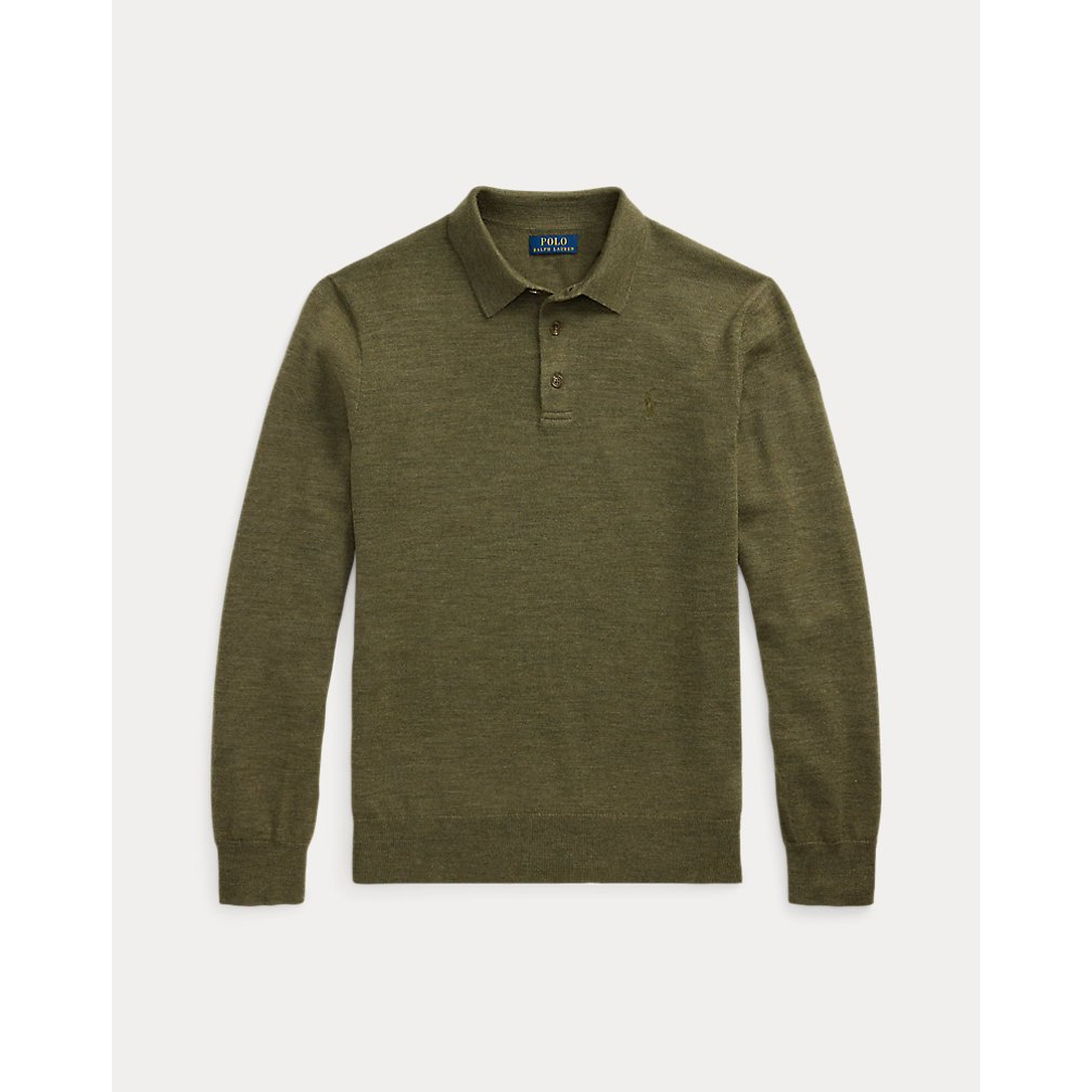 'Washable Wool Polo-Collar Sweater' pour Hommes