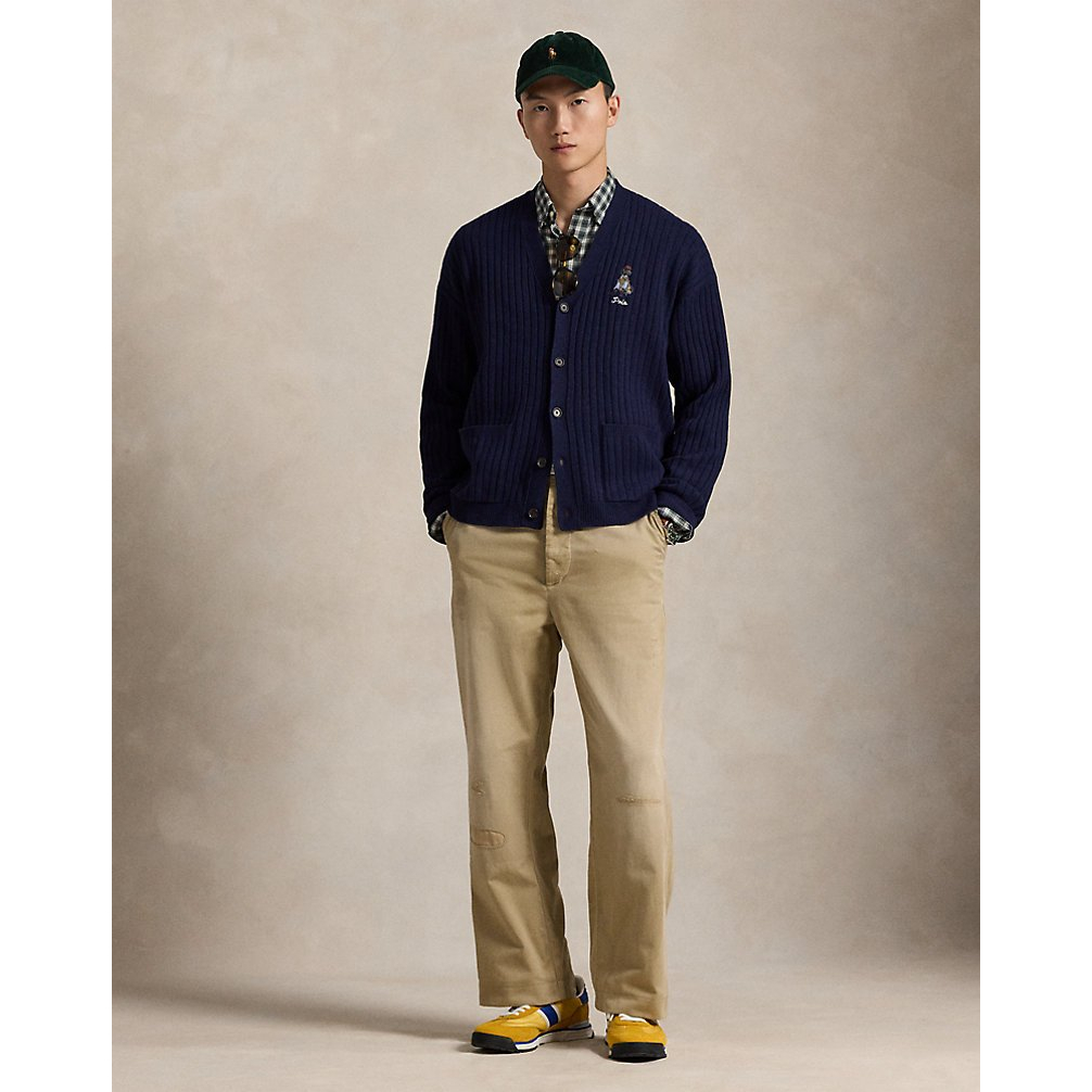 Men's 'Big Fit Dog-Embroidered Wool Cardigan'