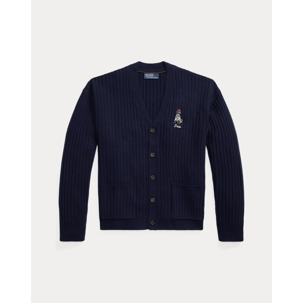 Men's 'Big Fit Dog-Embroidered Wool Cardigan'