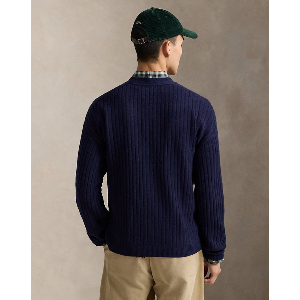 Men's 'Big Fit Dog-Embroidered Wool Cardigan'