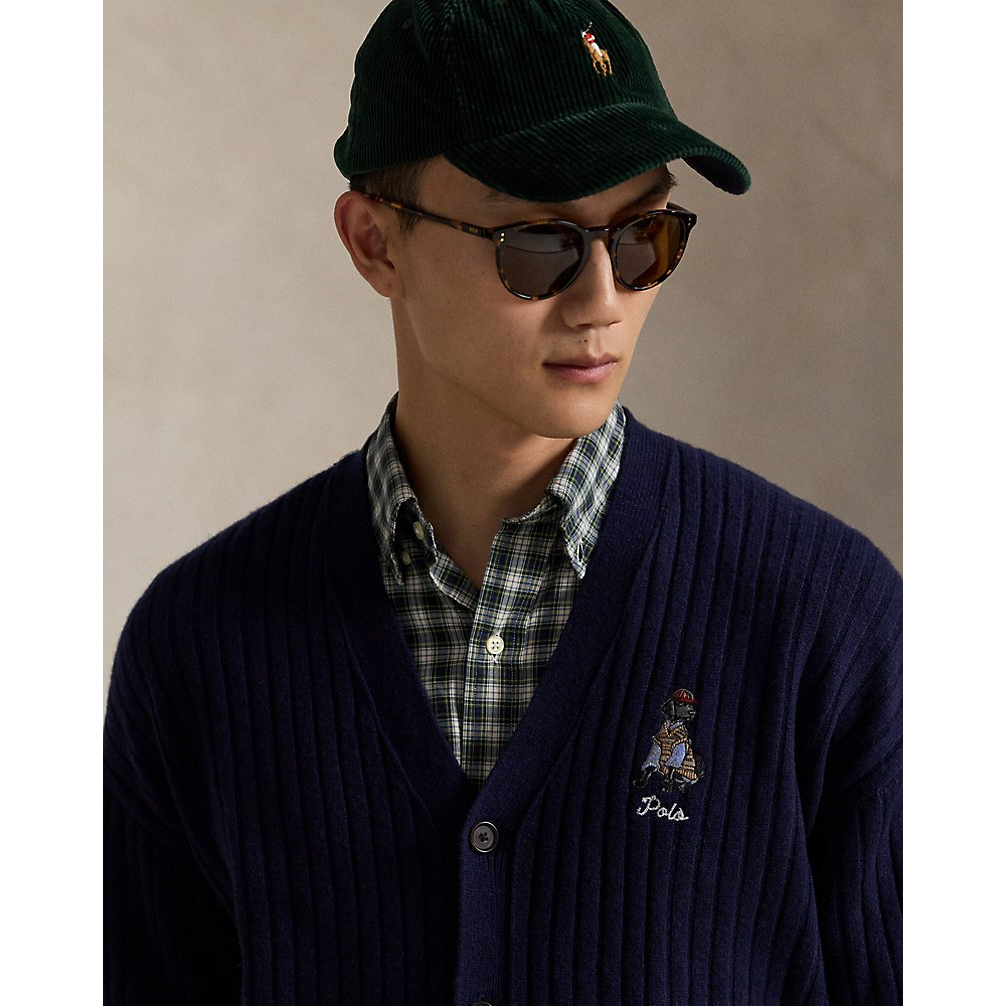 Men's 'Big Fit Dog-Embroidered Wool Cardigan'