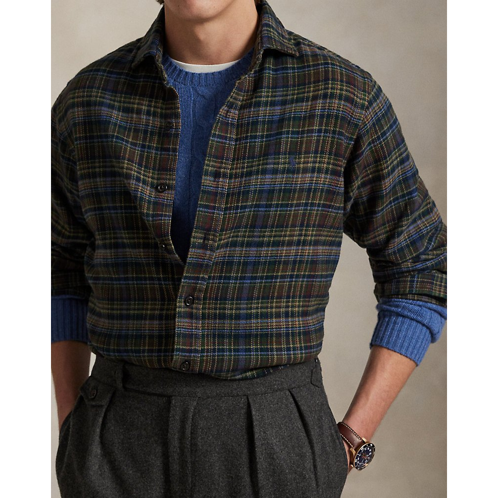'Classic Fit Plaid Brushed Flannel Shirt' pour Hommes