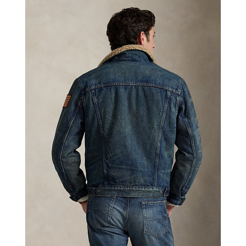 'Fleece-Lined Denim Trucker Jacket' pour Hommes