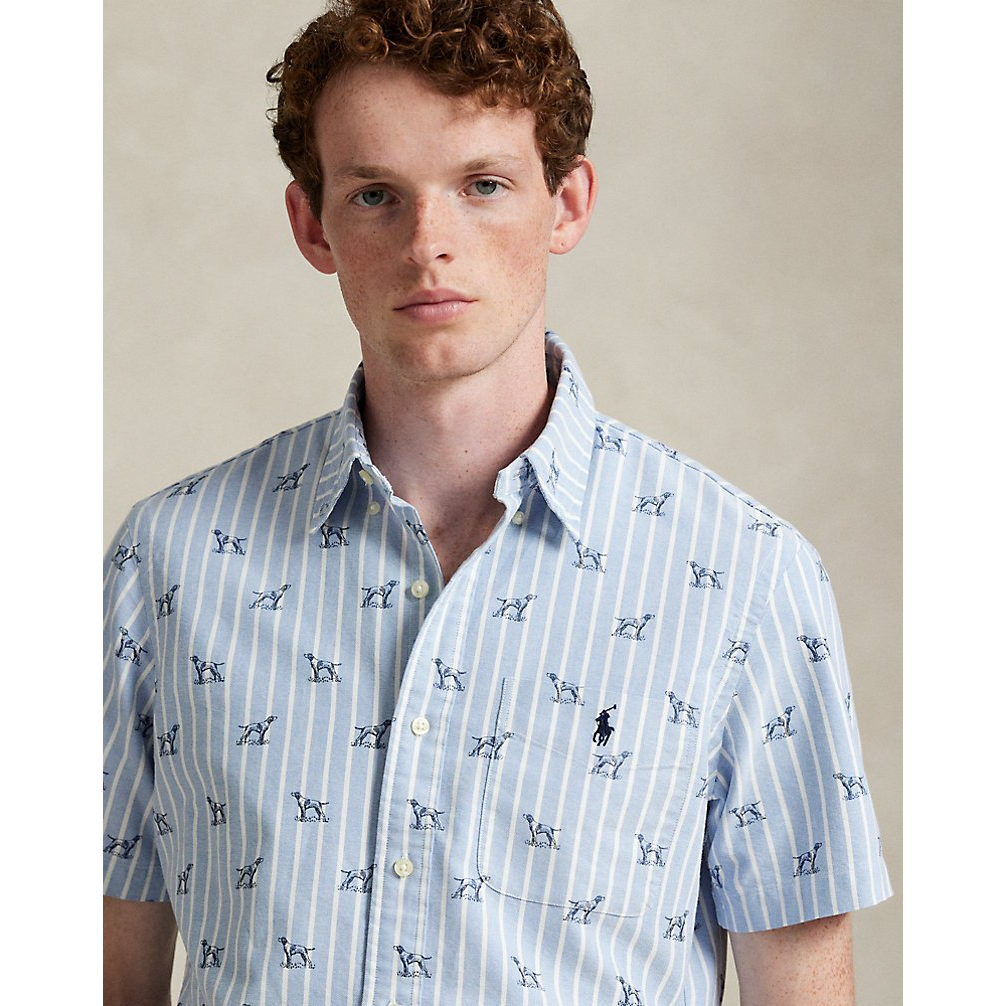 Men's 'Classic Fit Striped Dog-Print Shirt'