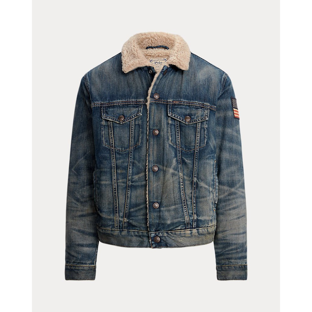 'Fleece-Lined Denim Trucker Jacket' pour Hommes