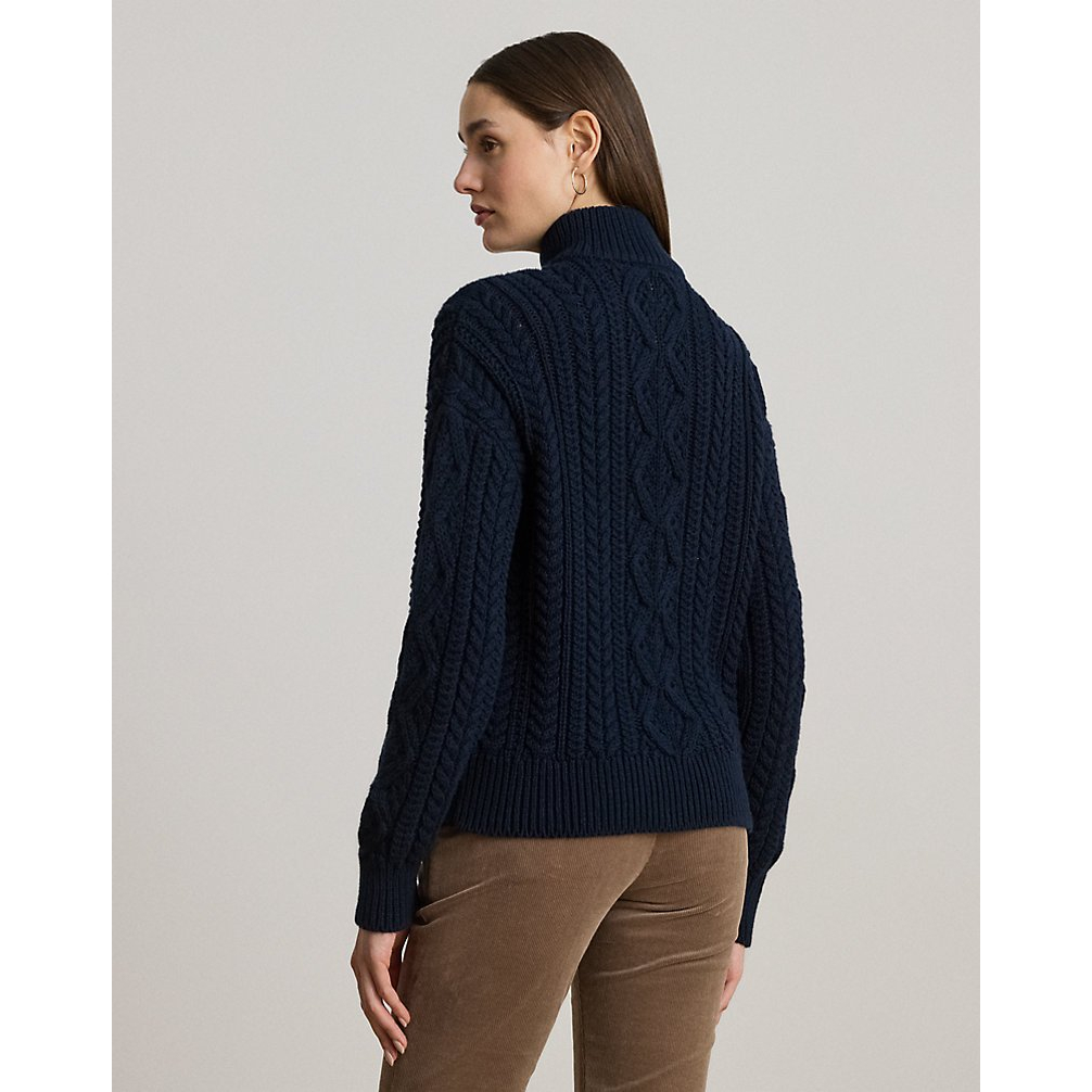Women's 'Aran-Knit Cotton Quarter-Zip Pullover'