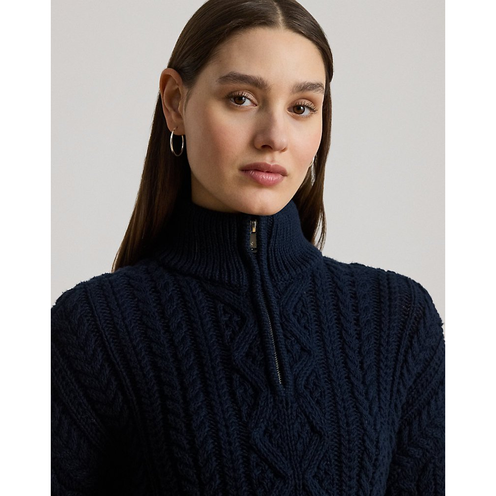 Women's 'Aran-Knit Cotton Quarter-Zip Pullover'