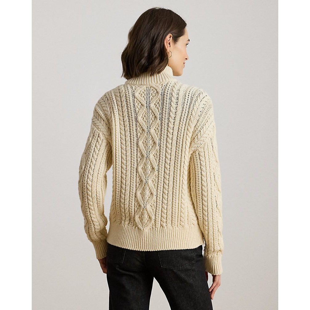Women's 'Aran-Knit Cotton Quarter-Zip Pullover'