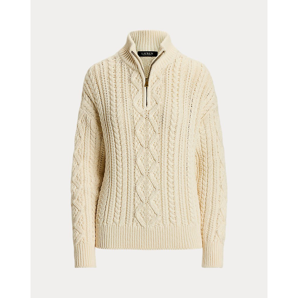 Women's 'Aran-Knit Cotton Quarter-Zip Pullover'