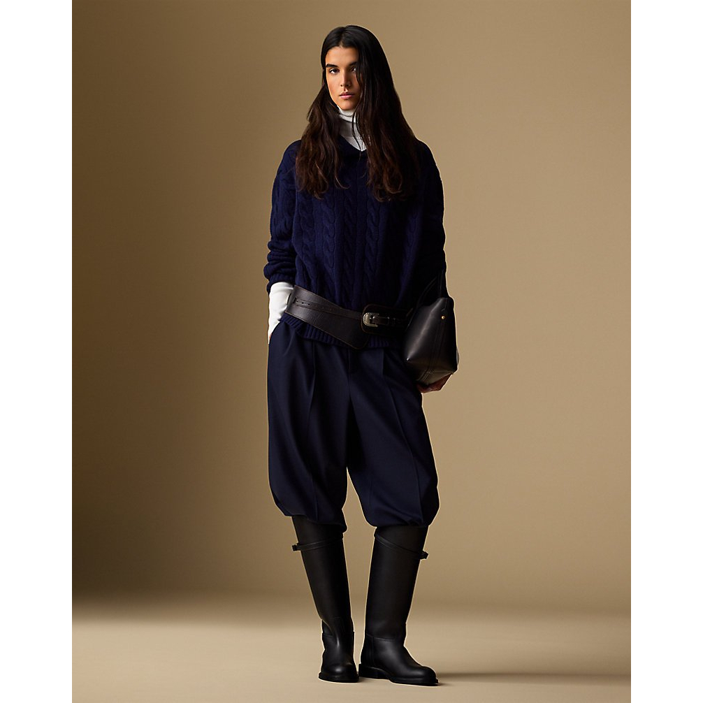 'Cable-Knit Wool-Cashmere Polo Sweater' pour Femmes