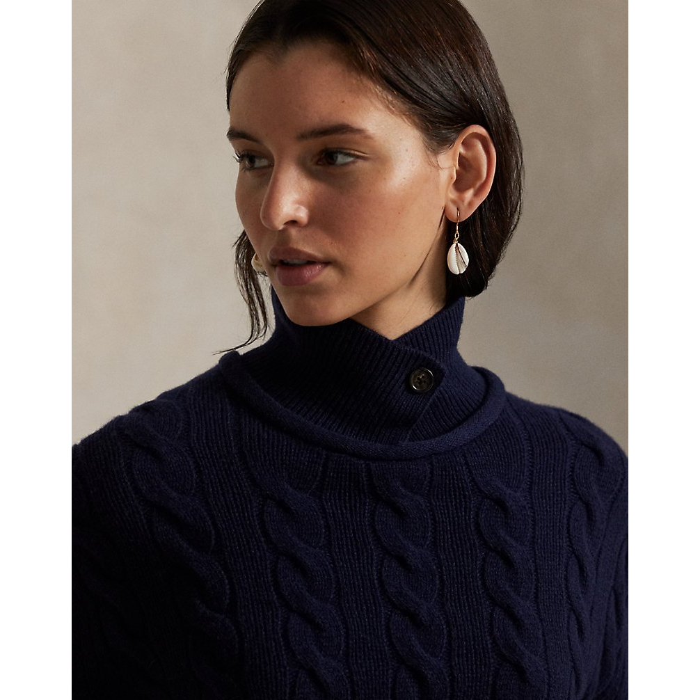 'Cable-Knit Wool-Cashmere Polo Sweater' pour Femmes