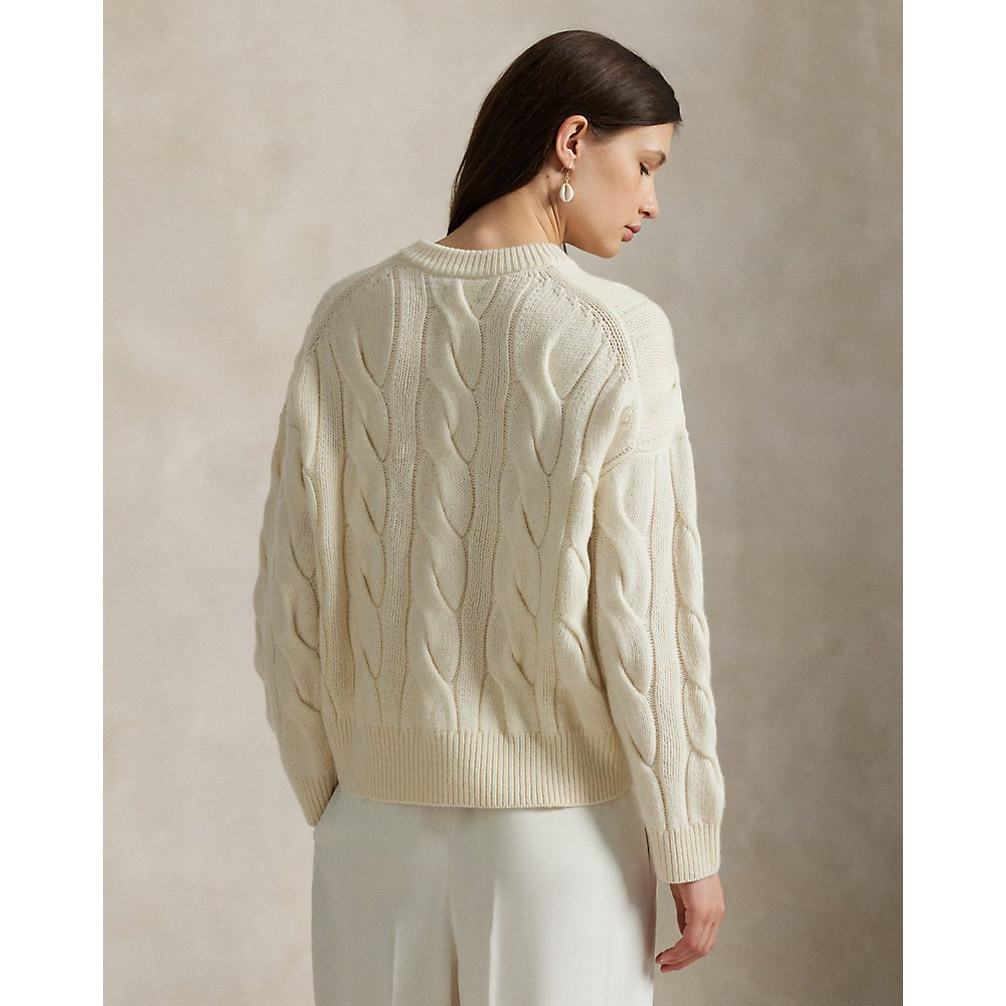 Women's 'Cable-Knit Wool-Cashmere V-Neck Sweater'