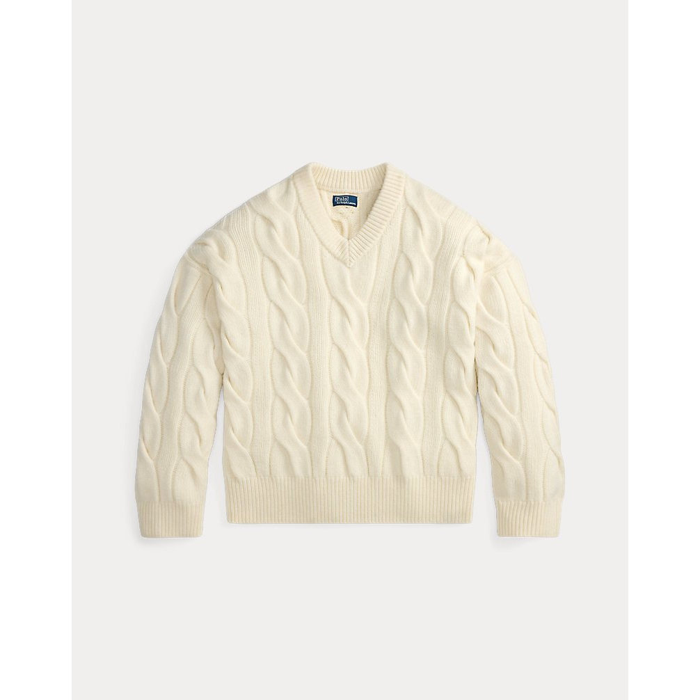 Women's 'Cable-Knit Wool-Cashmere V-Neck Sweater'